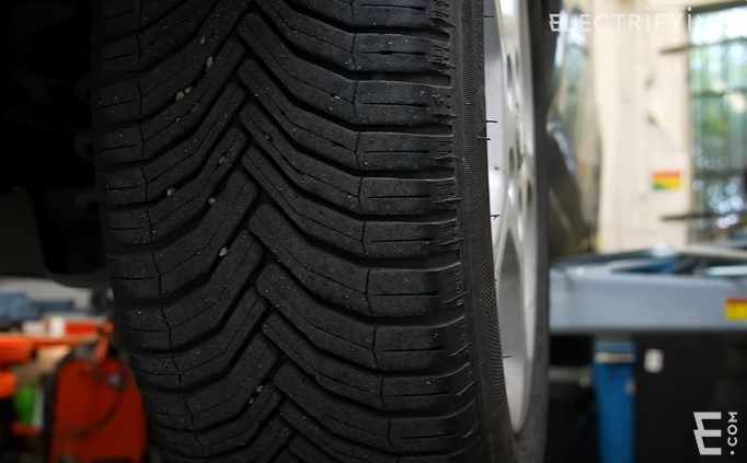 Car tire on workshop