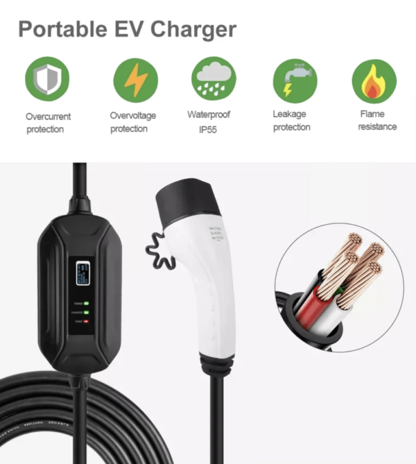 E3 portable 3 pin ev charger specs