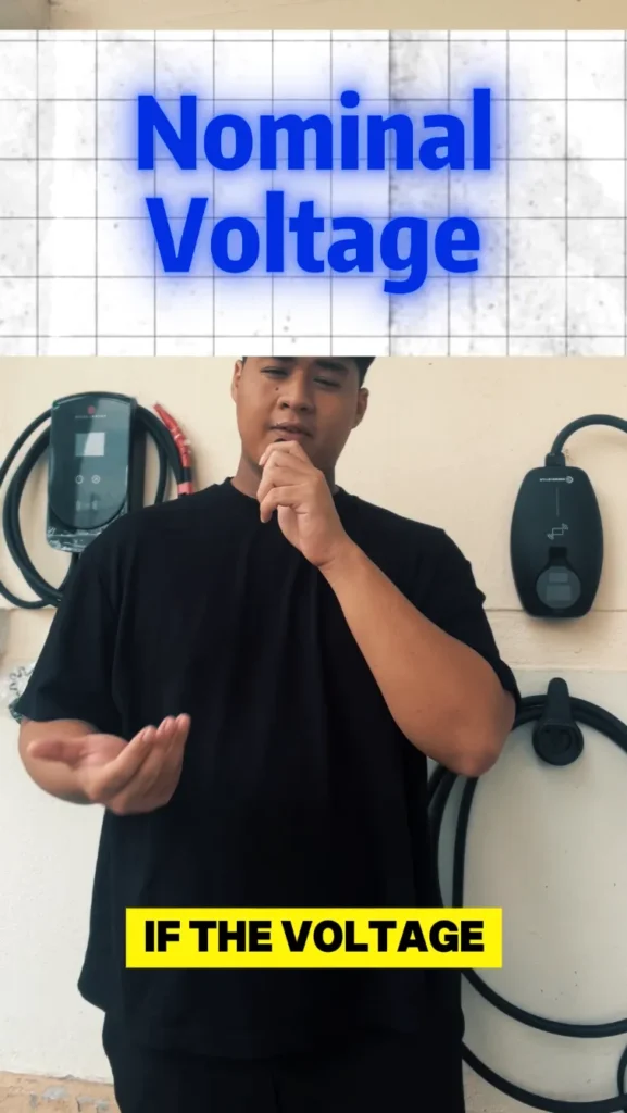 Nominal voltage requirement highlighted as part of the EV charger pre-installation checklist.