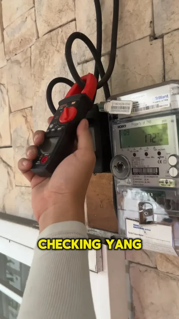 The clamp meter is used to tell the current load of the household to get an idea on how much buffer is left after turning all appliances.